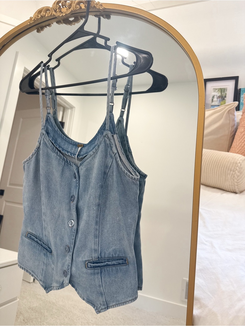 Young Fabulous & Broke Light Blue Denim Cami Tank